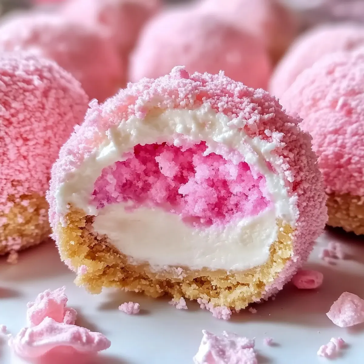 Crispy Cotton Candy Cheesecake Bombs
