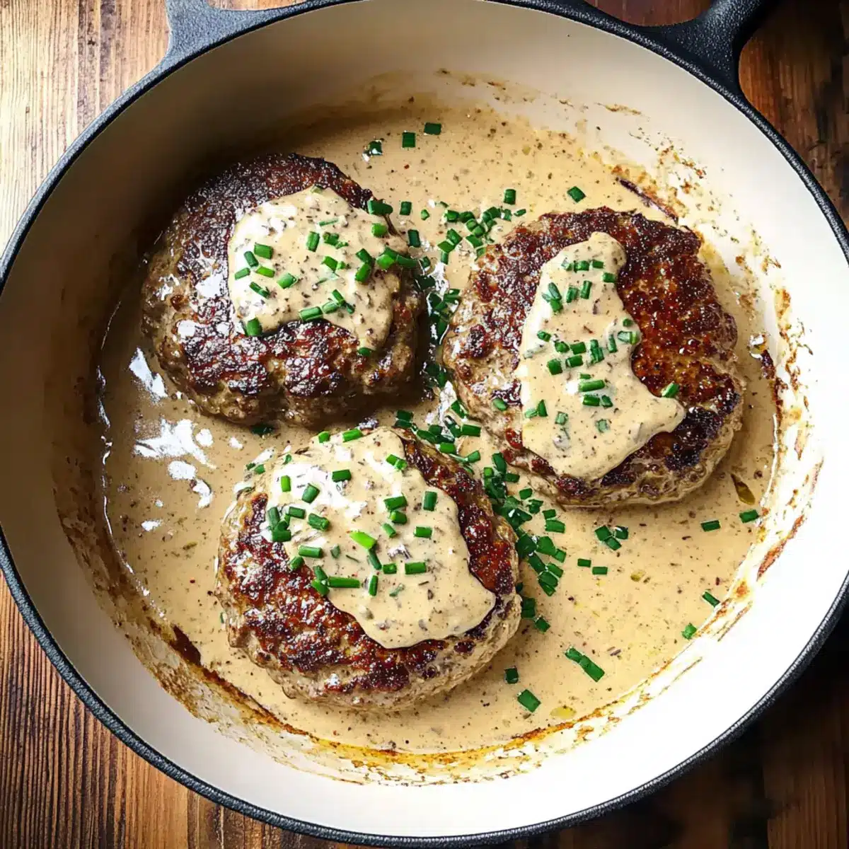 Creamy Whiskey Hamburger Steaks