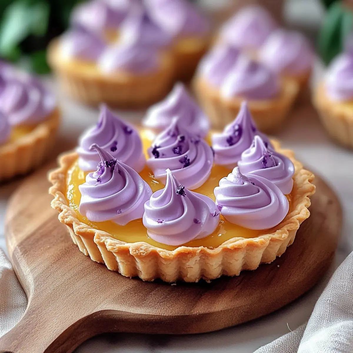 Mini Lemon Tart with Lilac Meringue