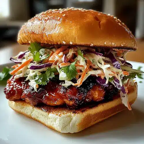 Spicy Korean BBQ Chicken Sandwich with Crispy Slaw