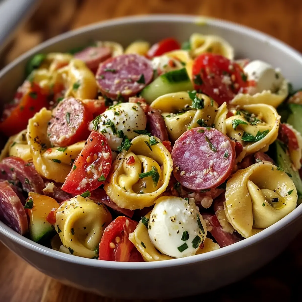 Salami-Mozzarella Tortellini Pasta Salad