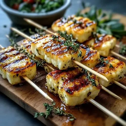 Grilled Halloumi Skewers-Lemon Thyme Flavor