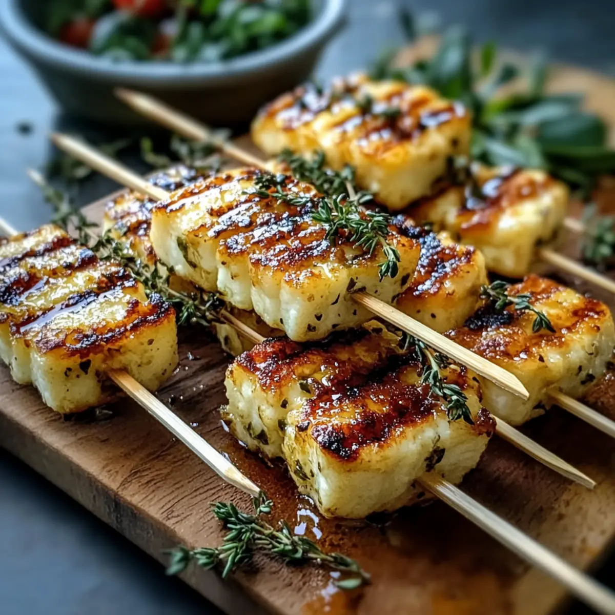 Grilled Halloumi Skewers-Lemon Thyme Flavor