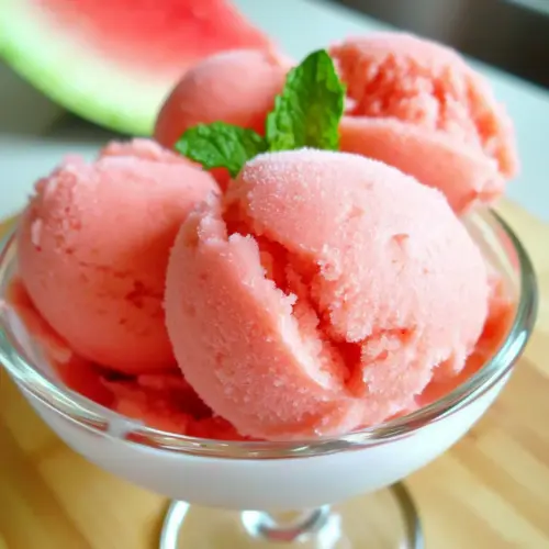 Watermelon sorbet with coconut