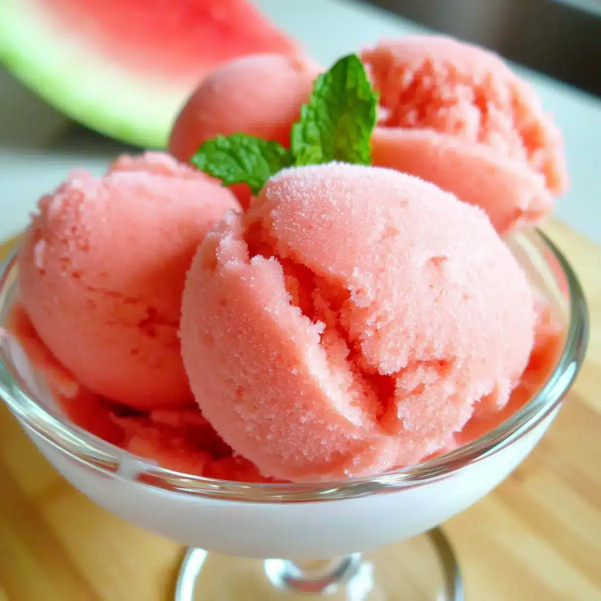 Watermelon sorbet with coconut