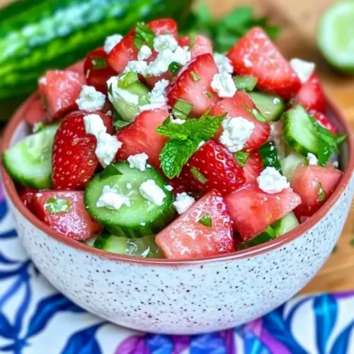 Cucumber Watermelon Strawberry Salad