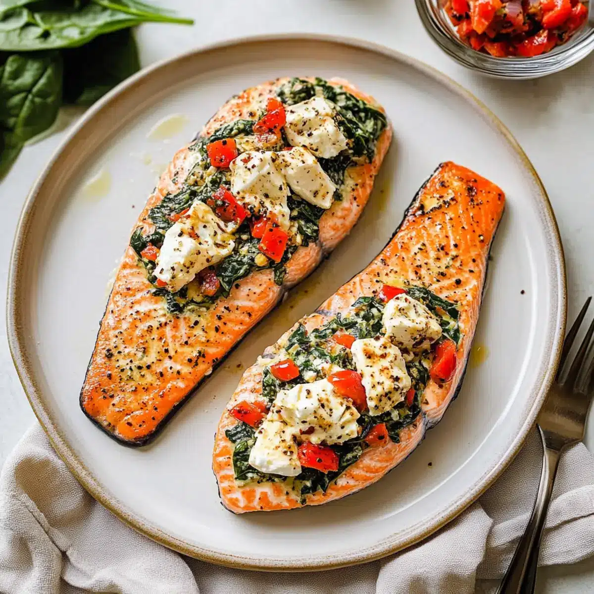 Stuffed Salmon With Spinach & Feta
