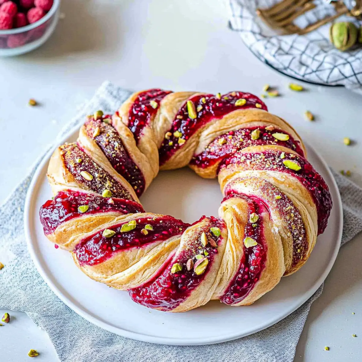 Raspberry and Pistachio Wreath Recipe