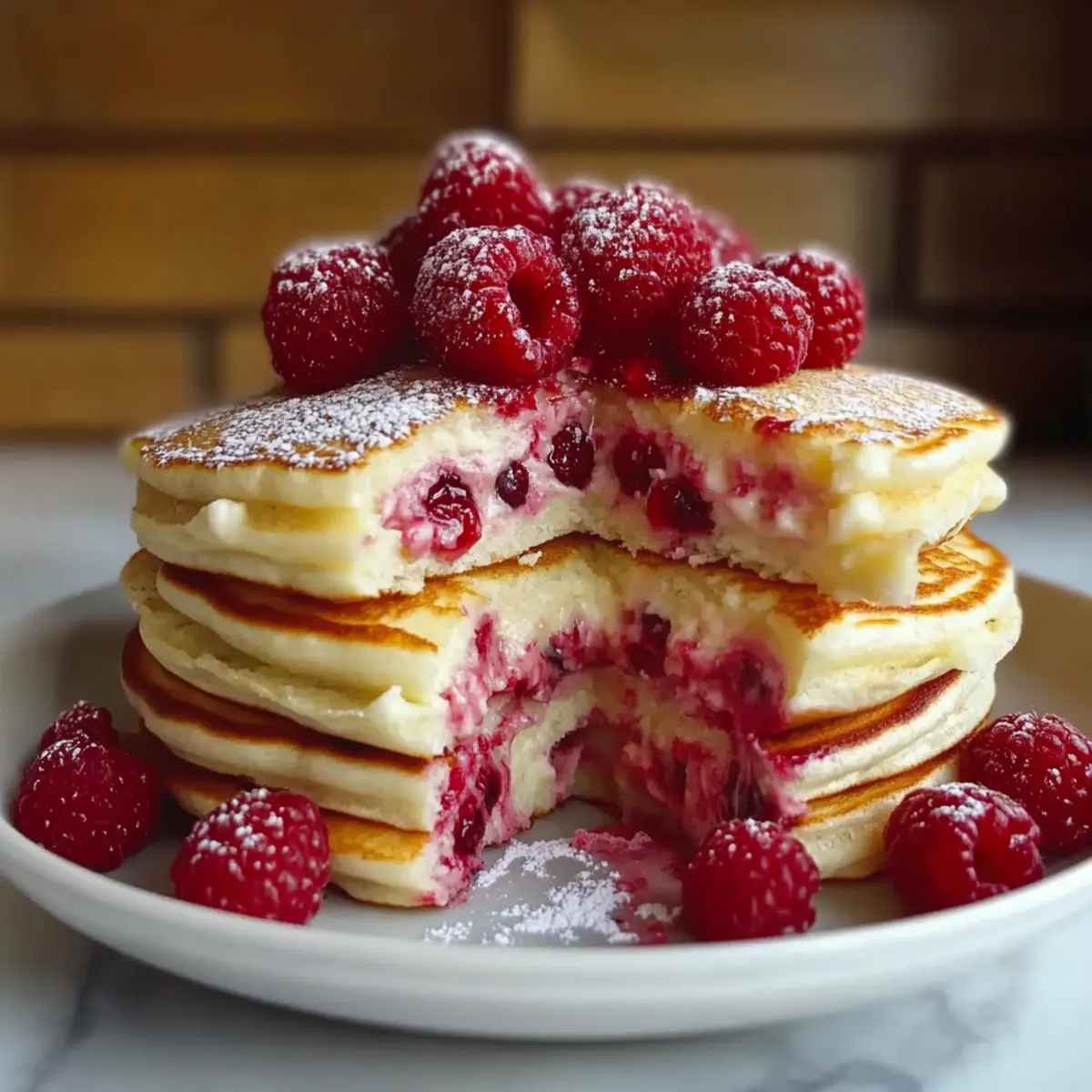 Raspberry Cheesecake Pancakes