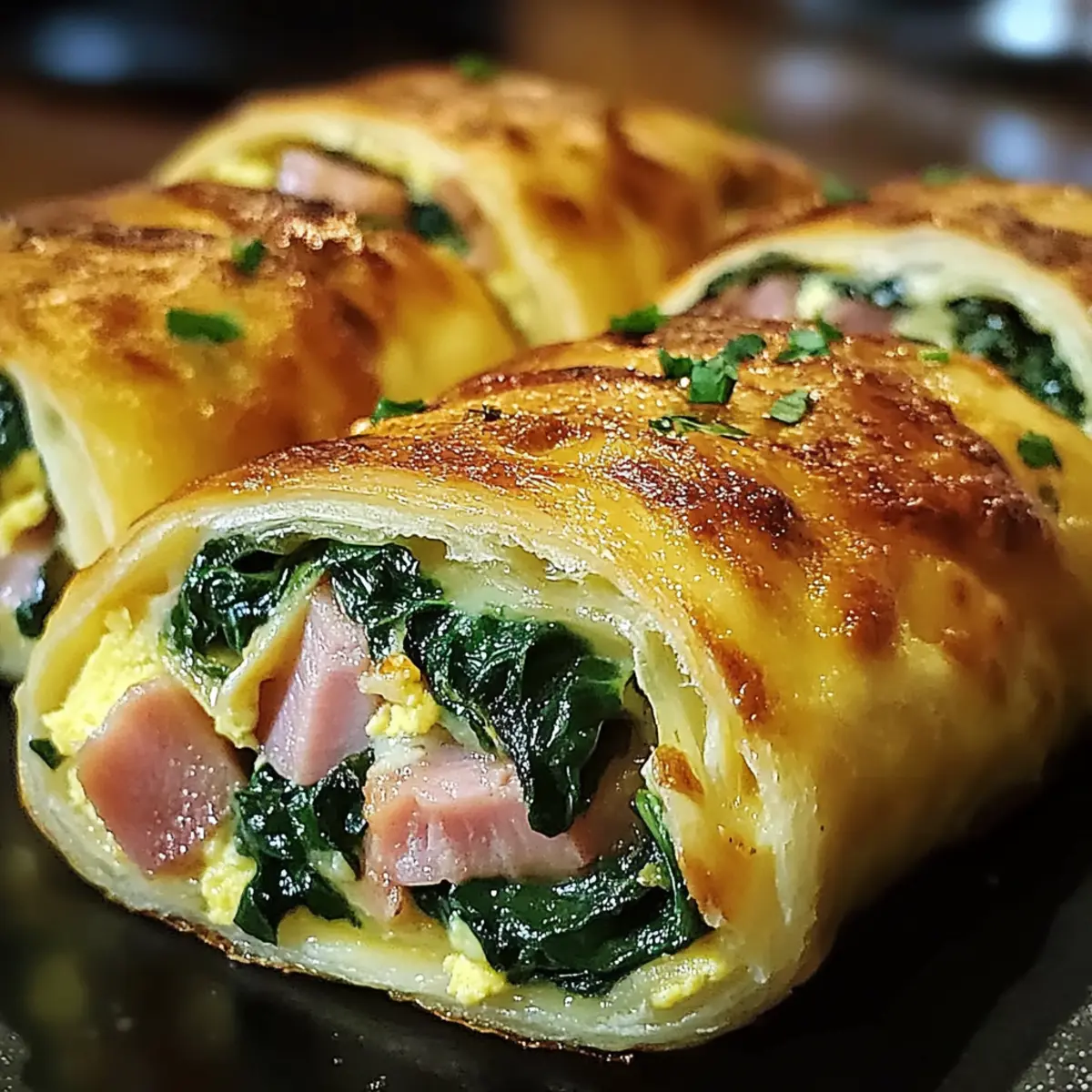 Spinach Ham Breakfast Rolls