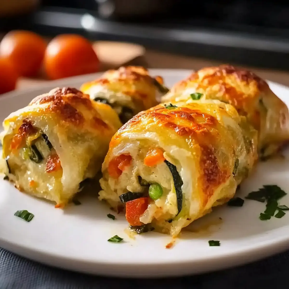 Cheesy Baked Veggie Rolls