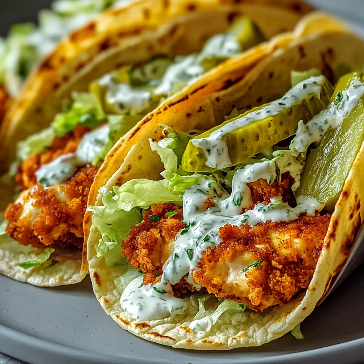 Crispy Dill Pickle Ranch Smash Chicken Tacos