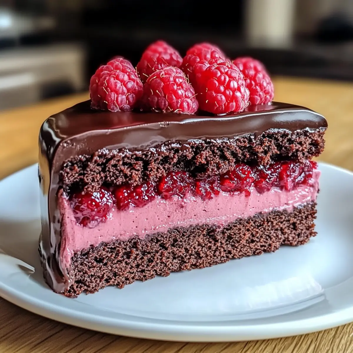 Dark Chocolate Raspberry Mousse Cake