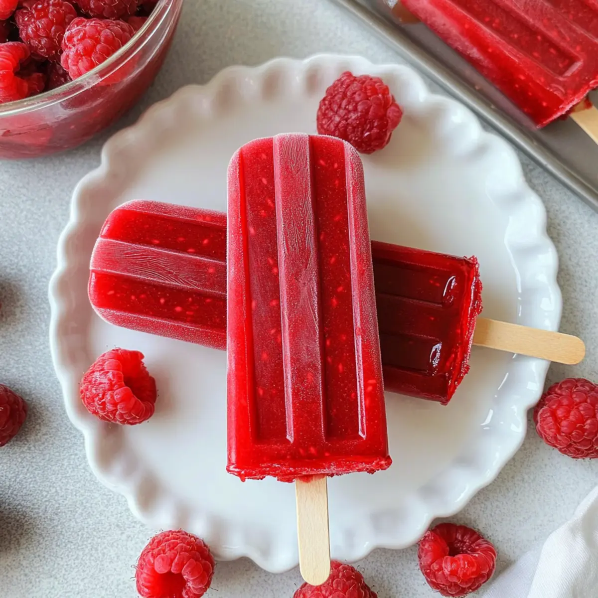 Healthy Raspberry Sorbet Popsicles