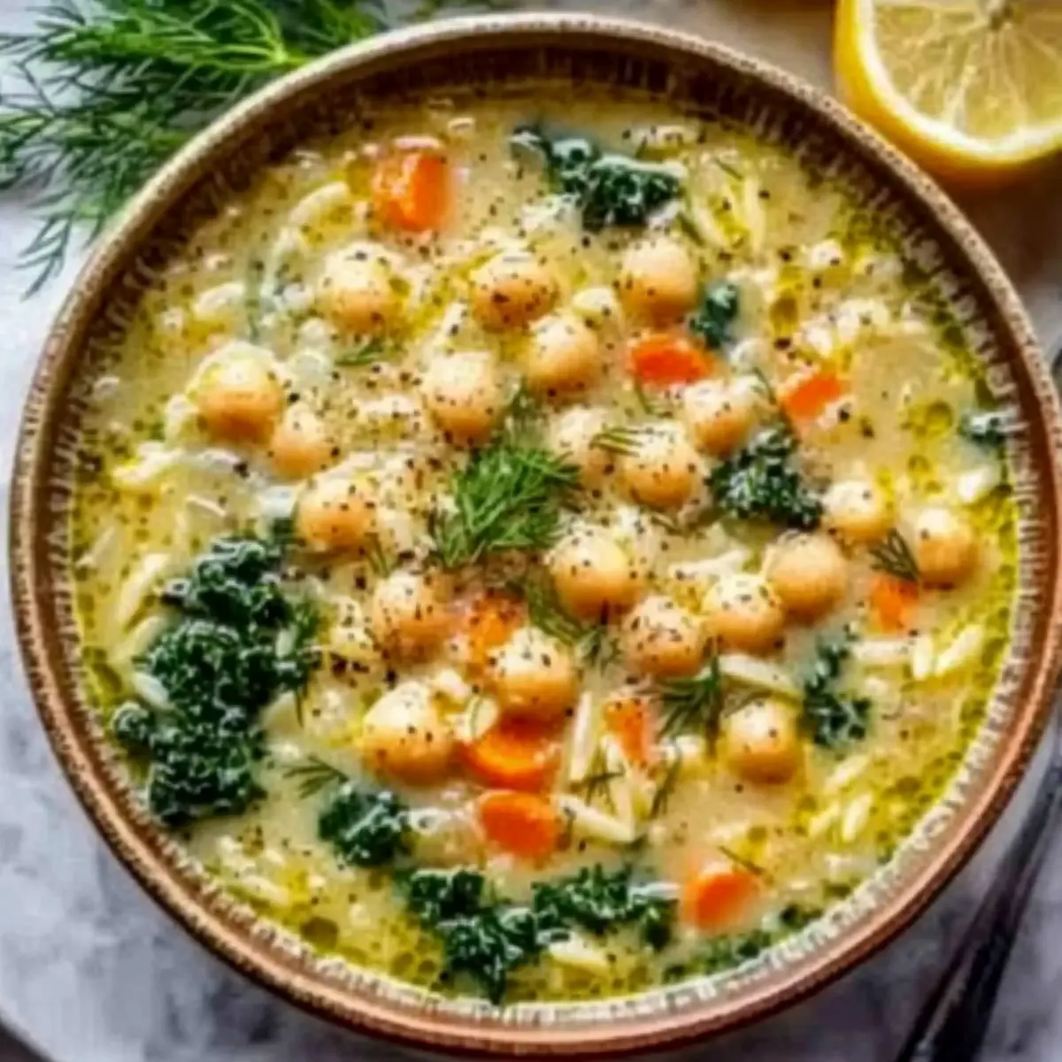 Lemony Greek Chickpea Soup Recipe