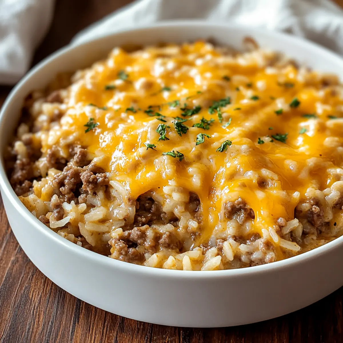 Cheesy Ground Beef and Rice Casserole