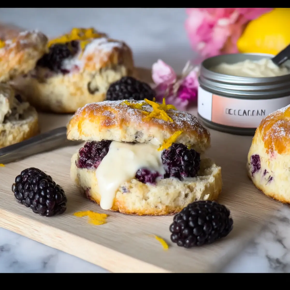 Earl Grey Blackberry Scones with Lemon Glaze
