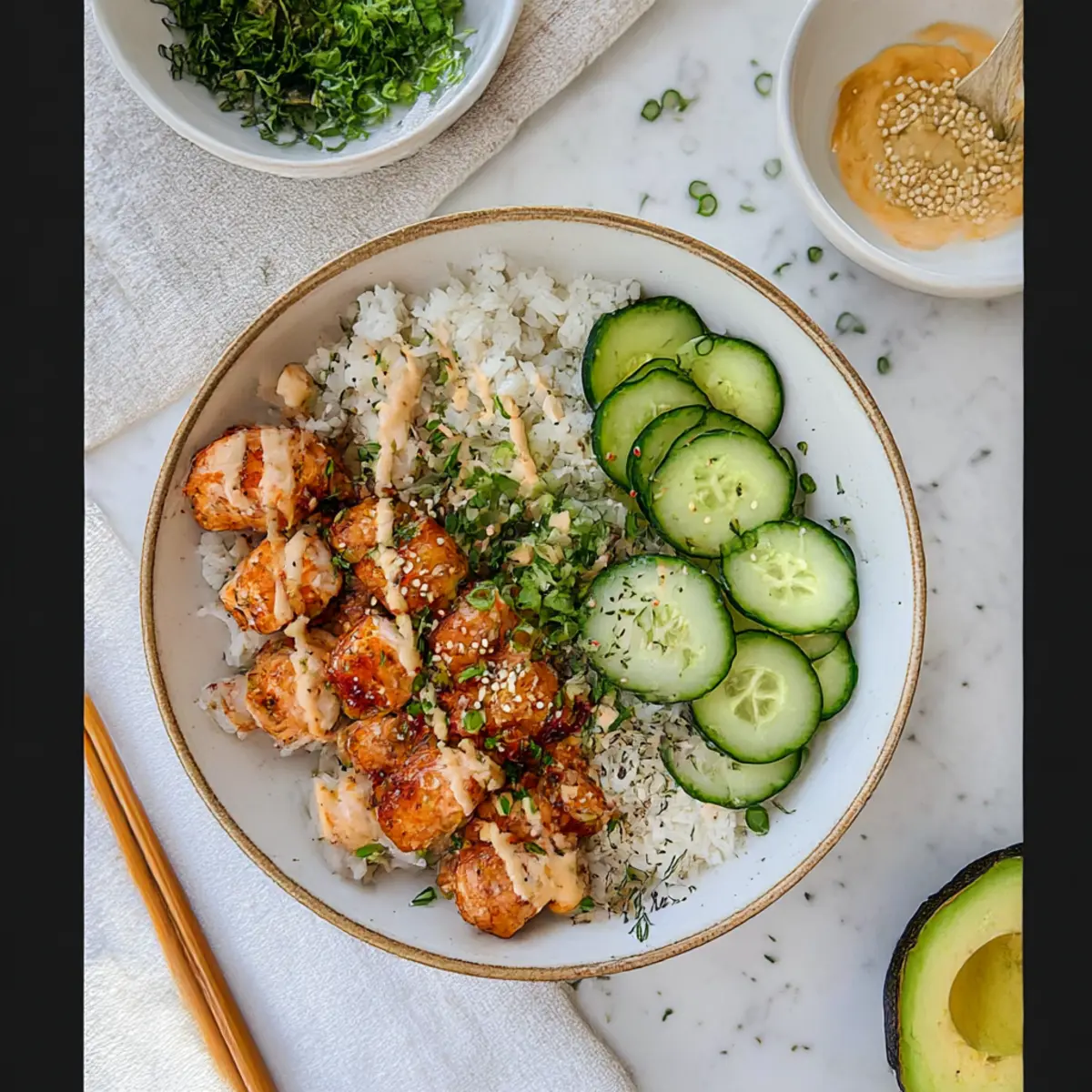 Spicy Salmon Bowls with Coconut Rice