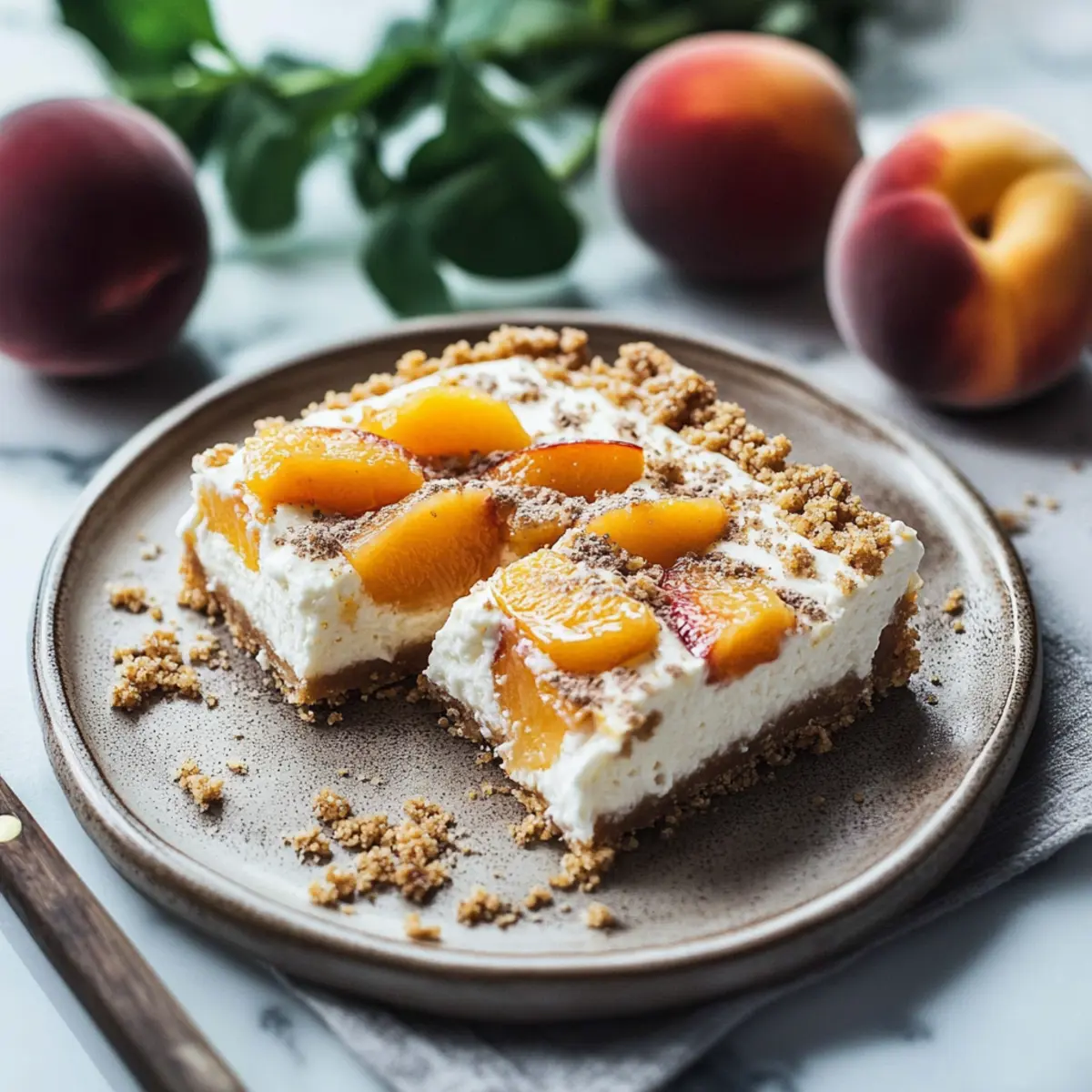 Peaches and Cream Cheesecake Bars