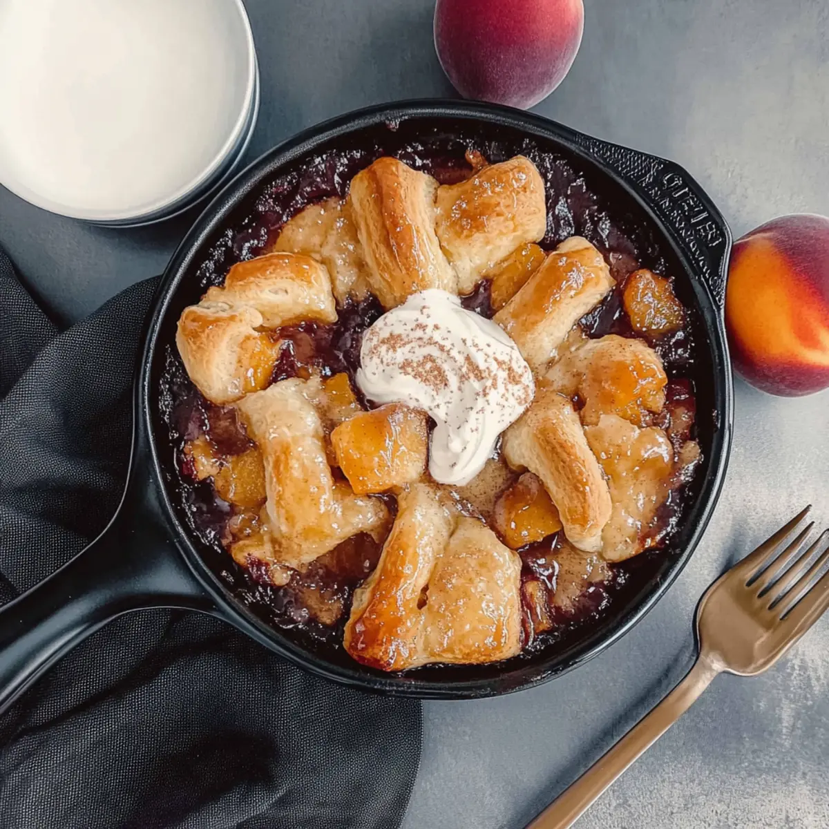 Cinnamon Roll Peach Cobbler
